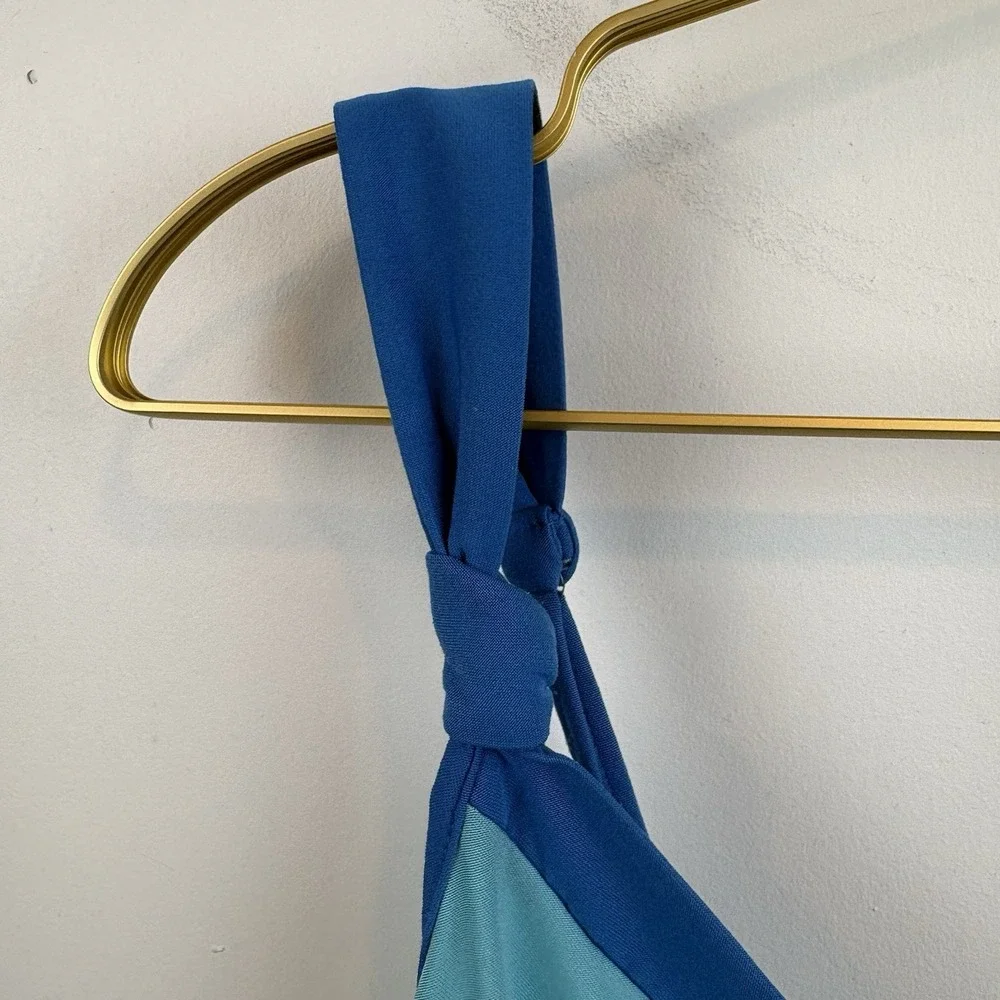Y2K‎ Maidenform Colorblock Blue Green Dress Slip Babydoll Size Large